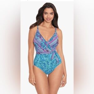 NEW w/Tags Skinnydippers by Miraclesuit Malibu Surplice Wrap One-Piece Swimsuit